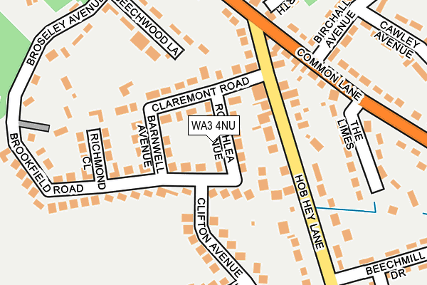 WA3 4NU map - OS OpenMap – Local (Ordnance Survey)