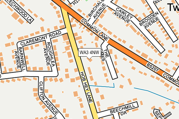 WA3 4NW map - OS OpenMap – Local (Ordnance Survey)