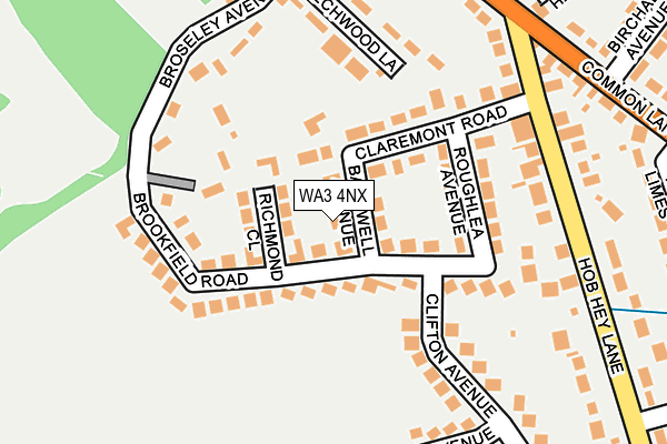 WA3 4NX map - OS OpenMap – Local (Ordnance Survey)