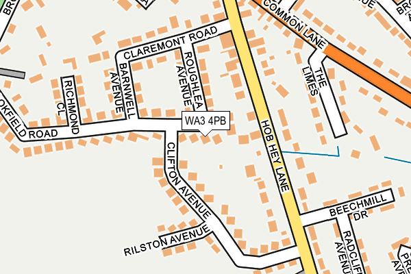 WA3 4PB map - OS OpenMap – Local (Ordnance Survey)