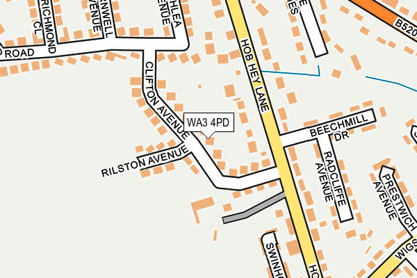 WA3 4PD map - OS OpenMap – Local (Ordnance Survey)