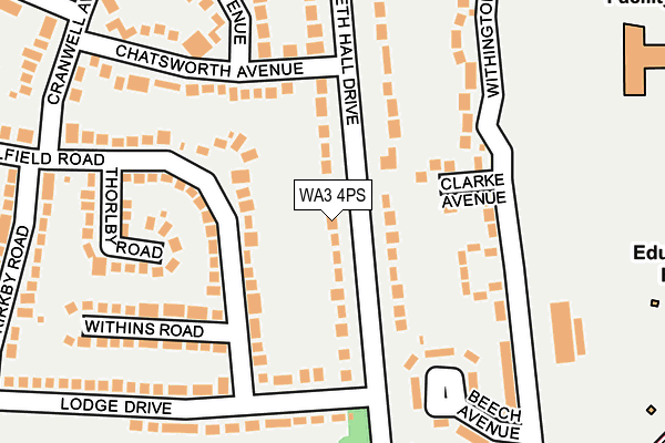 WA3 4PS map - OS OpenMap – Local (Ordnance Survey)