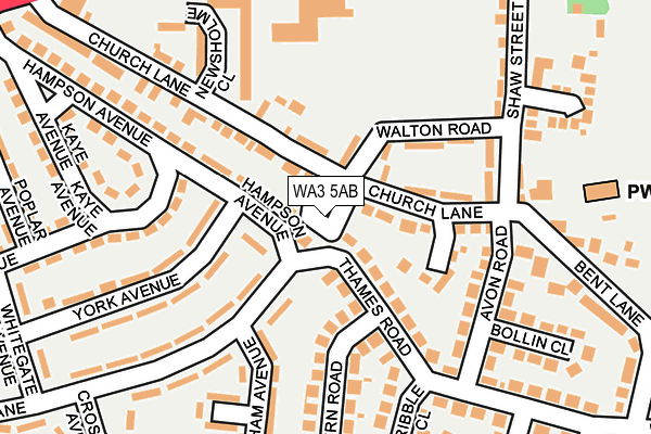WA3 5AB map - OS OpenMap – Local (Ordnance Survey)