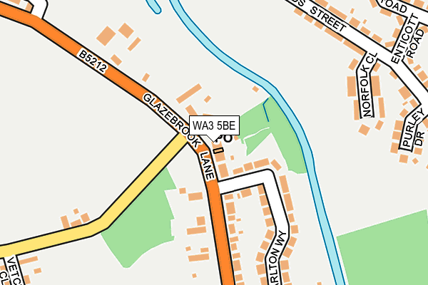 WA3 5BE map - OS OpenMap – Local (Ordnance Survey)