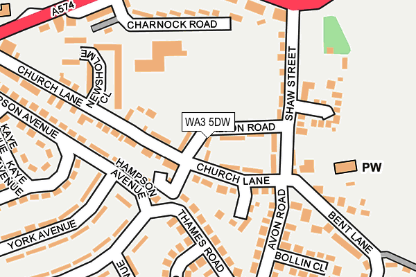 WA3 5DW map - OS OpenMap – Local (Ordnance Survey)