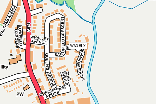 WA3 5LX map - OS OpenMap – Local (Ordnance Survey)