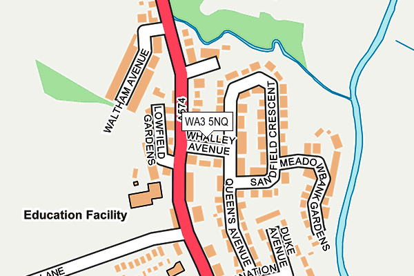 WA3 5NQ map - OS OpenMap – Local (Ordnance Survey)