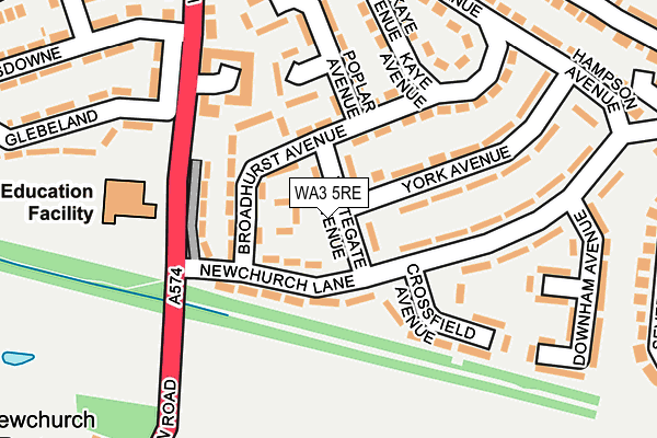 WA3 5RE map - OS OpenMap – Local (Ordnance Survey)