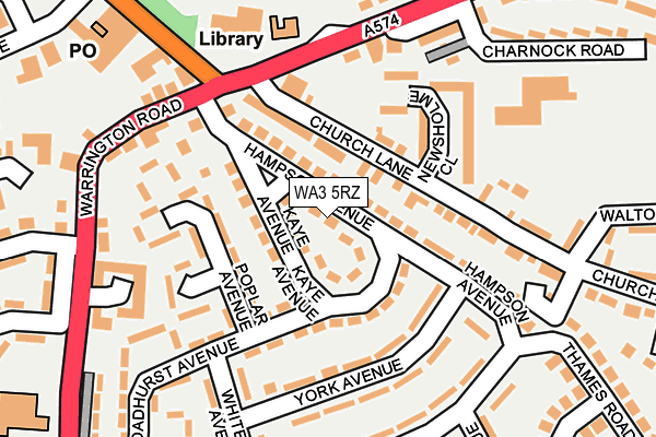 WA3 5RZ map - OS OpenMap – Local (Ordnance Survey)