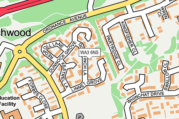 WA3 6NS map - OS OpenMap – Local (Ordnance Survey)
