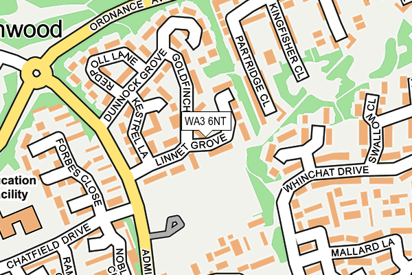 WA3 6NT map - OS OpenMap – Local (Ordnance Survey)