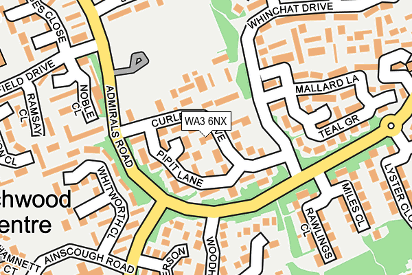 WA3 6NX map - OS OpenMap – Local (Ordnance Survey)