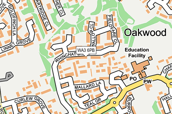 WA3 6PB map - OS OpenMap – Local (Ordnance Survey)