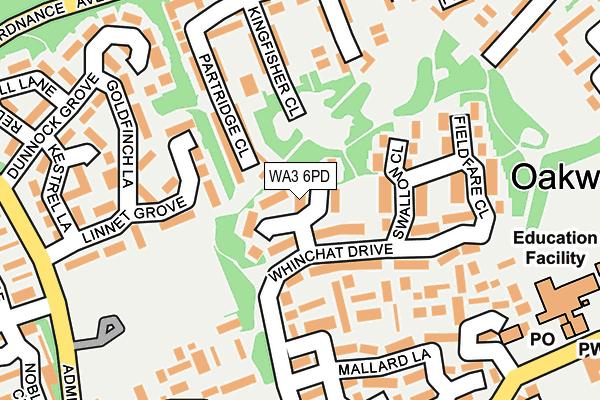 WA3 6PD map - OS OpenMap – Local (Ordnance Survey)