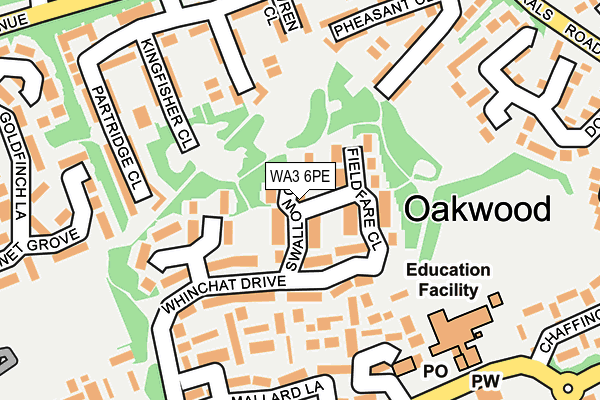 WA3 6PE map - OS OpenMap – Local (Ordnance Survey)