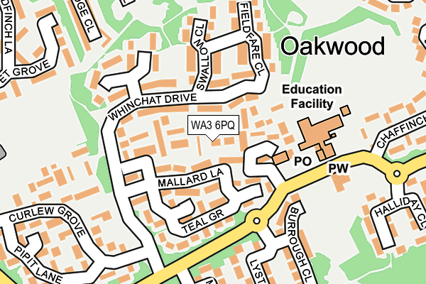 WA3 6PQ map - OS OpenMap – Local (Ordnance Survey)