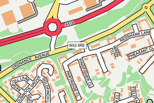 WA3 6RE map - OS OpenMap – Local (Ordnance Survey)