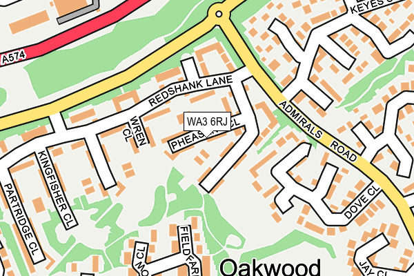 WA3 6RJ map - OS OpenMap – Local (Ordnance Survey)