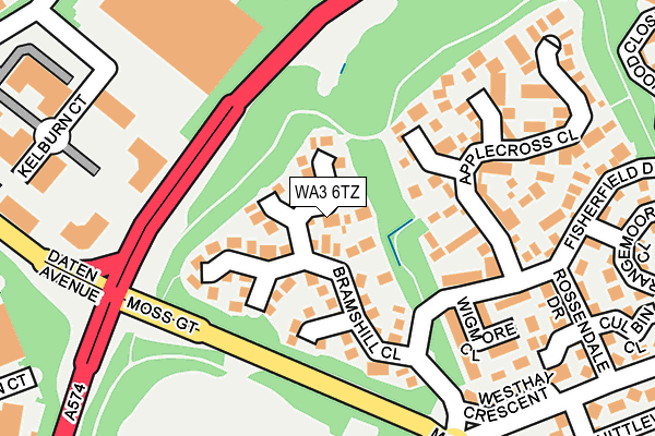 WA3 6TZ map - OS OpenMap – Local (Ordnance Survey)