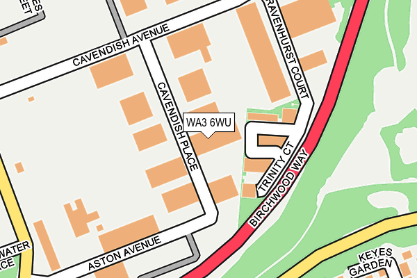 WA3 6WU map - OS OpenMap – Local (Ordnance Survey)