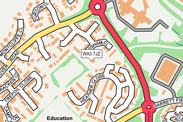 WA3 7JZ map - OS OpenMap – Local (Ordnance Survey)