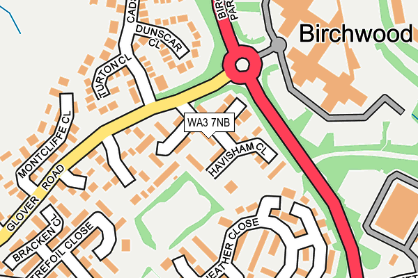 WA3 7NB map - OS OpenMap – Local (Ordnance Survey)
