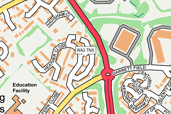 WA3 7NX map - OS OpenMap – Local (Ordnance Survey)