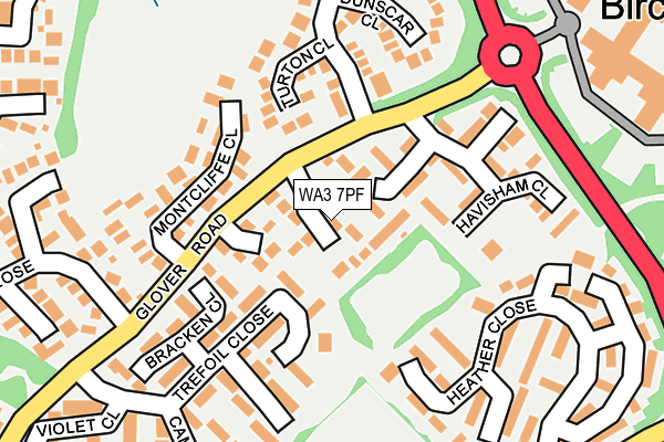 WA3 7PF map - OS OpenMap – Local (Ordnance Survey)