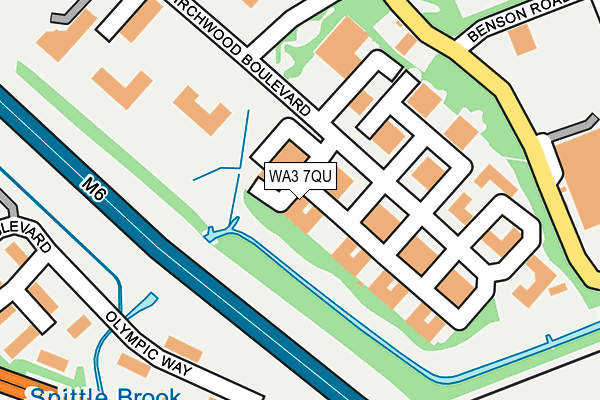WA3 7QU map - OS OpenMap – Local (Ordnance Survey)