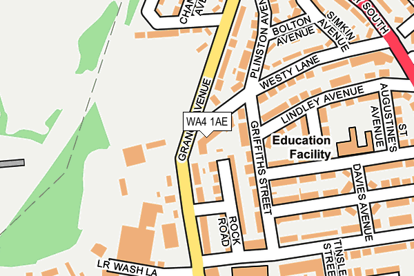 WA4 1AE map - OS OpenMap – Local (Ordnance Survey)