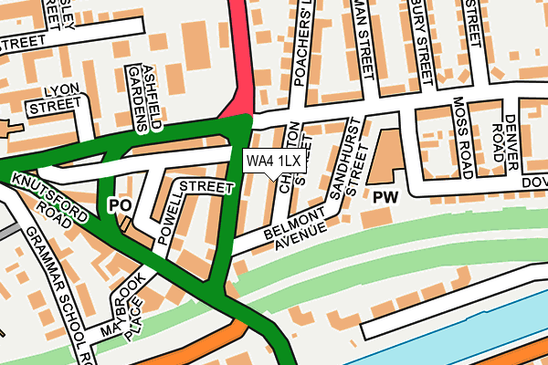 WA4 1LX map - OS OpenMap – Local (Ordnance Survey)