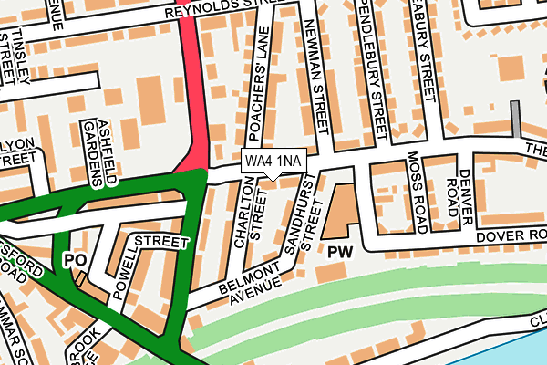 WA4 1NA map - OS OpenMap – Local (Ordnance Survey)
