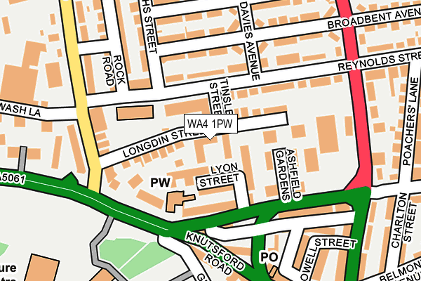 WA4 1PW map - OS OpenMap – Local (Ordnance Survey)