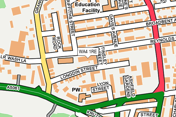 WA4 1RE map - OS OpenMap – Local (Ordnance Survey)