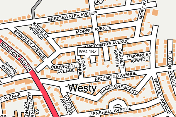 WA4 1RZ map - OS OpenMap – Local (Ordnance Survey)
