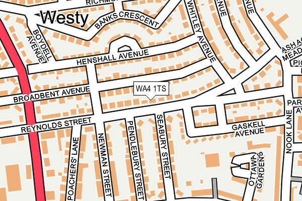 WA4 1TS map - OS OpenMap – Local (Ordnance Survey)