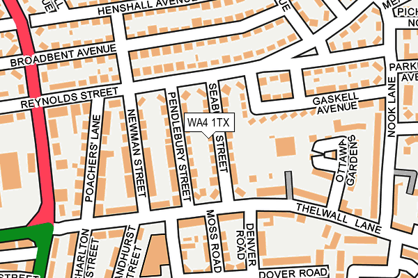 WA4 1TX map - OS OpenMap – Local (Ordnance Survey)