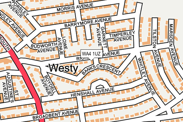 WA4 1UZ map - OS OpenMap – Local (Ordnance Survey)