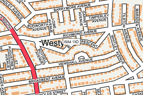 WA4 1XD map - OS OpenMap – Local (Ordnance Survey)