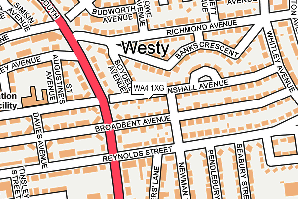 WA4 1XG map - OS OpenMap – Local (Ordnance Survey)