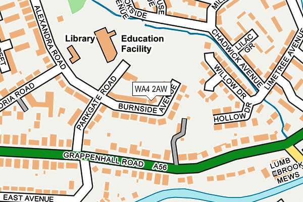 WA4 2AW map - OS OpenMap – Local (Ordnance Survey)
