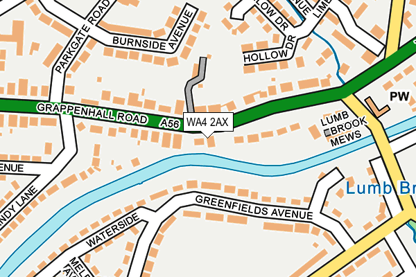 WA4 2AX map - OS OpenMap – Local (Ordnance Survey)