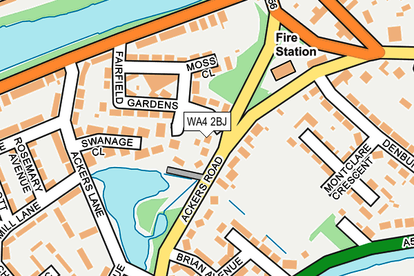 WA4 2BJ map - OS OpenMap – Local (Ordnance Survey)