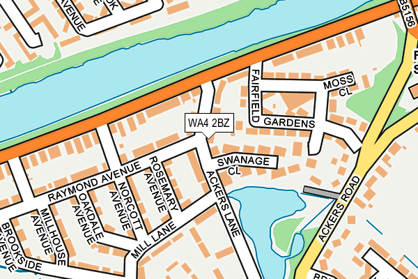 WA4 2BZ map - OS OpenMap – Local (Ordnance Survey)