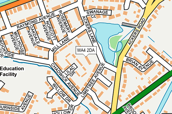 WA4 2DA map - OS OpenMap – Local (Ordnance Survey)