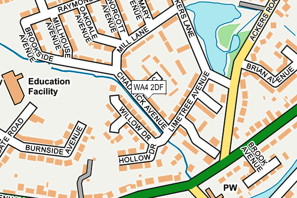 WA4 2DF map - OS OpenMap – Local (Ordnance Survey)