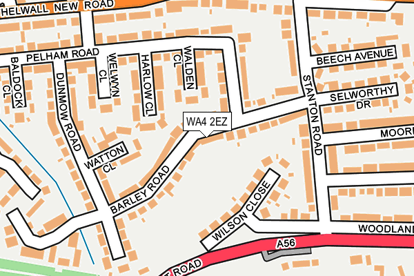 WA4 2EZ map - OS OpenMap – Local (Ordnance Survey)