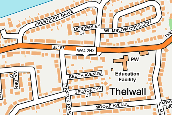 WA4 2HX map - OS OpenMap – Local (Ordnance Survey)