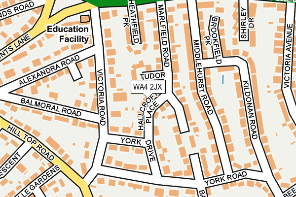 WA4 2JX map - OS OpenMap – Local (Ordnance Survey)