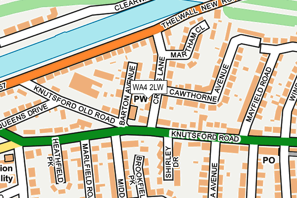 WA4 2LW map - OS OpenMap – Local (Ordnance Survey)